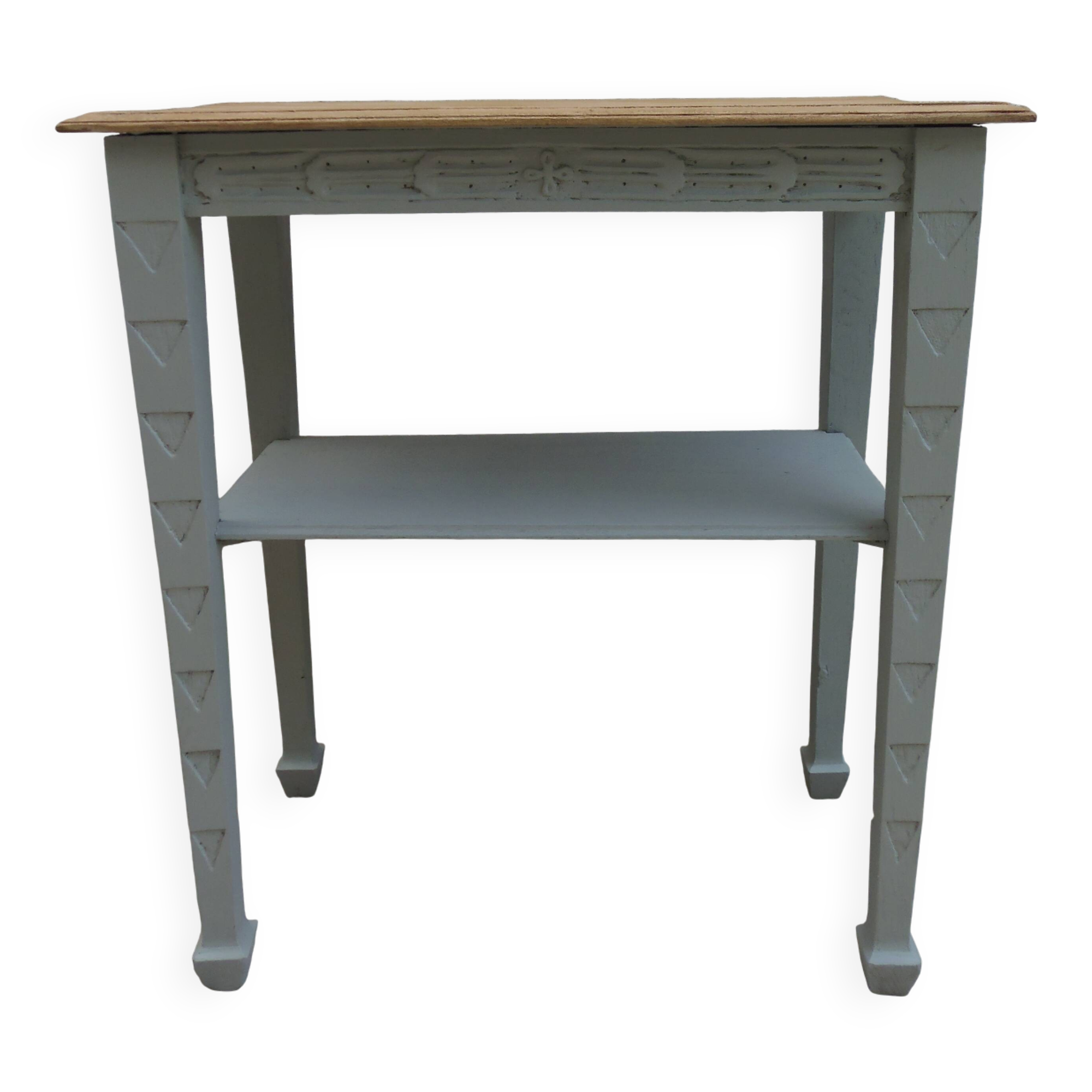 Vintage side table reimagined in grey-green.