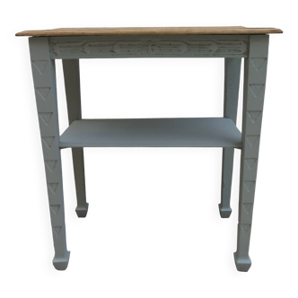Vintage side table reimagined in grey-green.