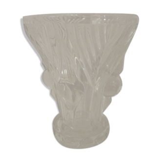 Art deco white crystal vase