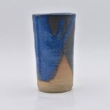 Lot de 3 vases grès émail bleu