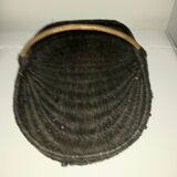 Panier plat en osier et cordage noir