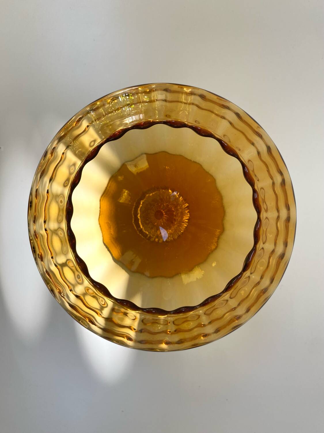 Amber glass dragée dish from Empoli, Italy - 1960s