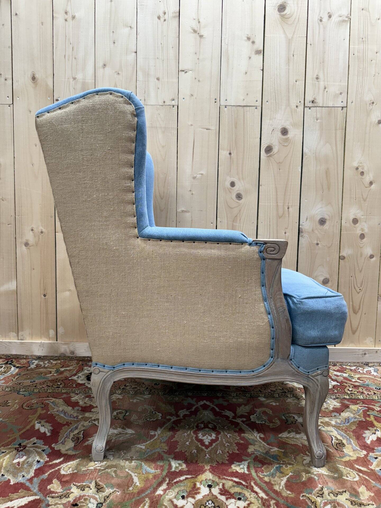 Louis XV style wingback armchair