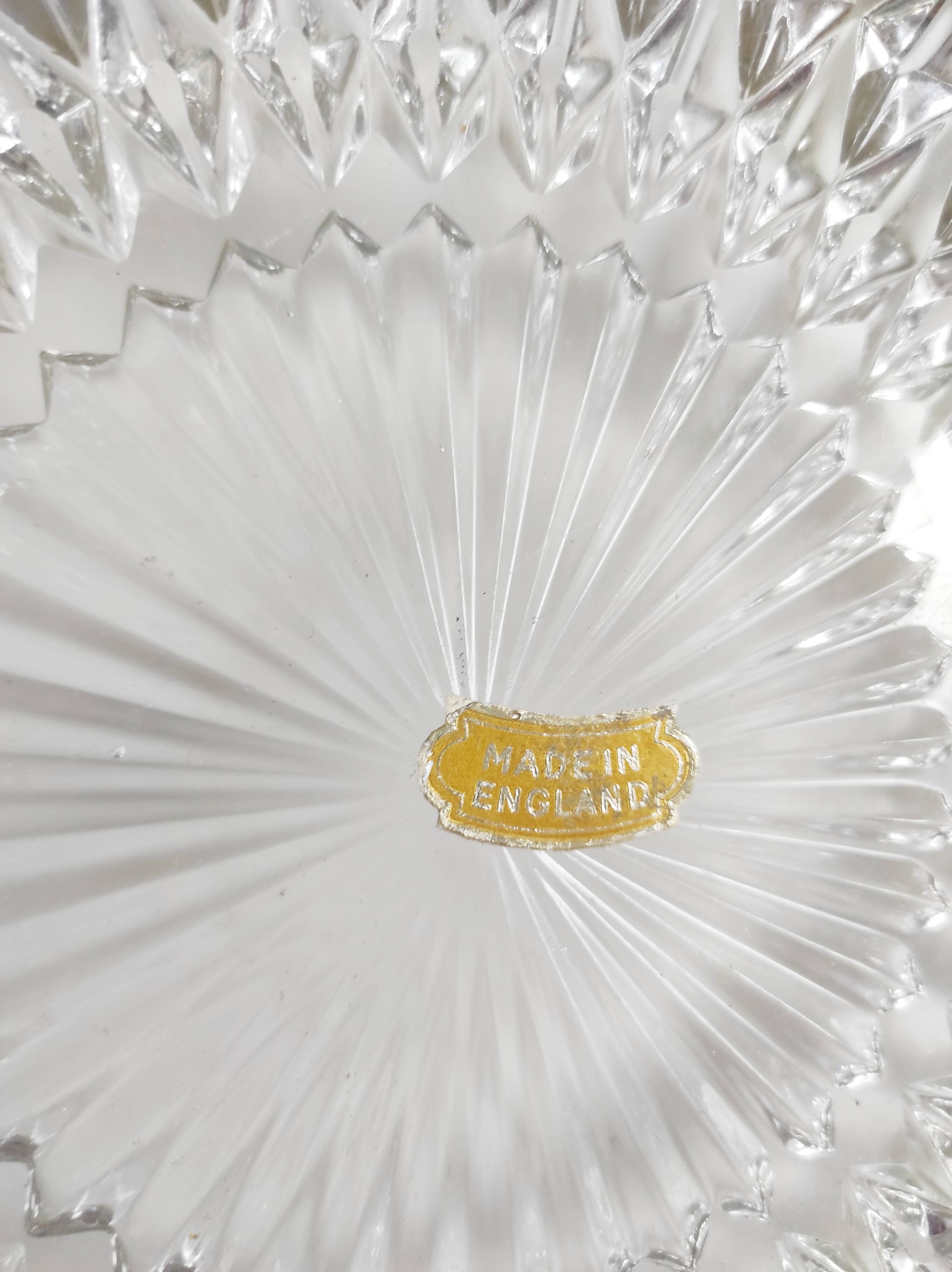 Glass dish with English silver-plated metal rim