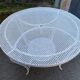 White lacquered perforated metal garden table circa 1950