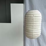 suspension in rattan and Japanese natural linen in the shape of a lantern H50 D30