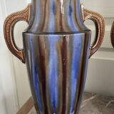 Old pair of glazed ceramic vases art deco amphora vierzon louis gueule