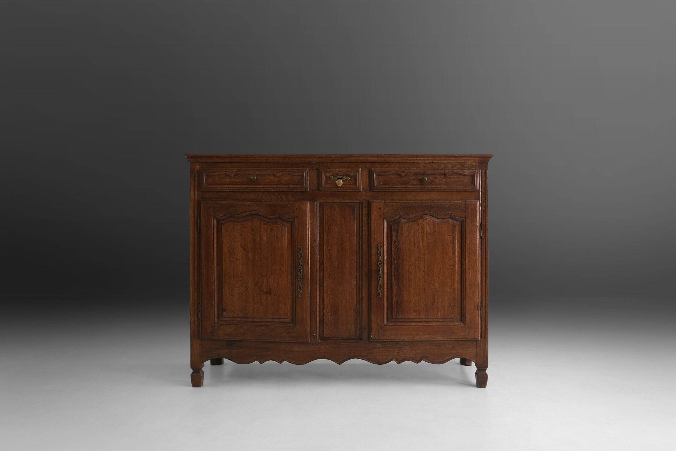 Antique Flemish Solid Oak Cabinet, ca. 1850