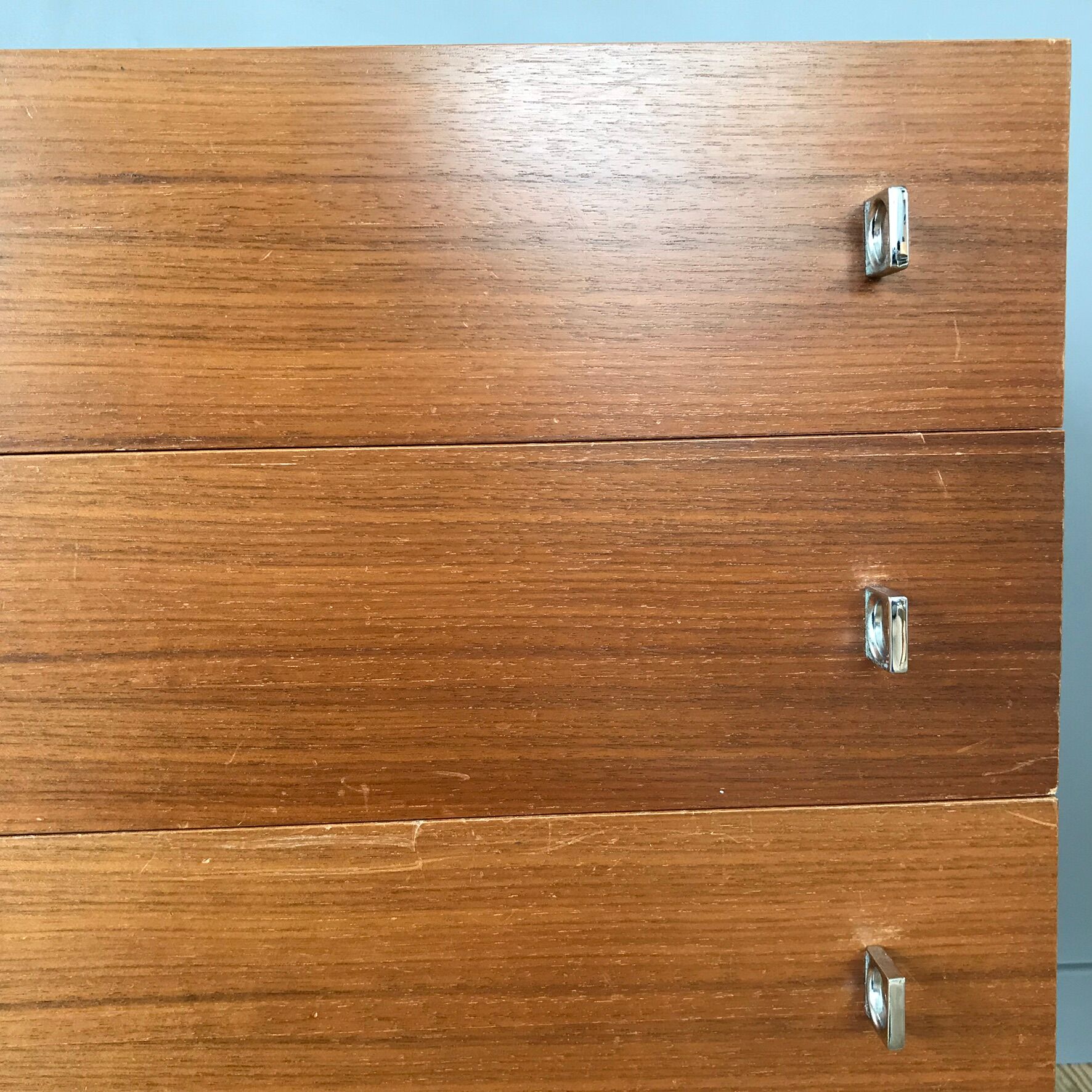 Brasilia-werk dresser white and teak 3 drawers years 60