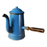 Chocolatière en tôle émaillée bleu