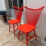 Pair of vintage red Scandinavian chairs from IKEA.