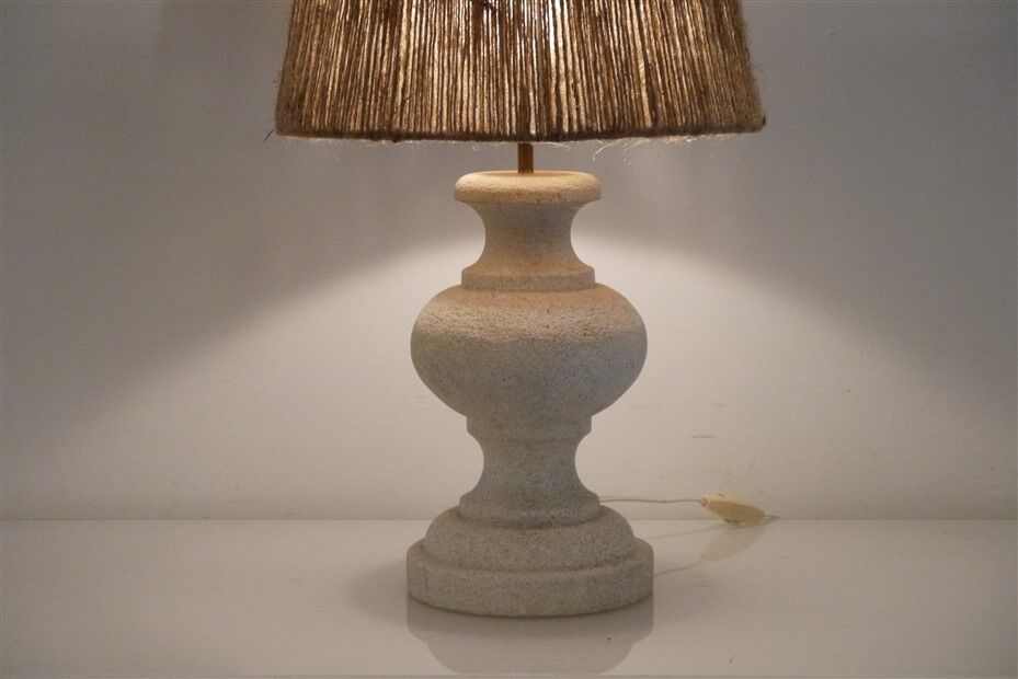 Vintage lamp in stone and rope 1970