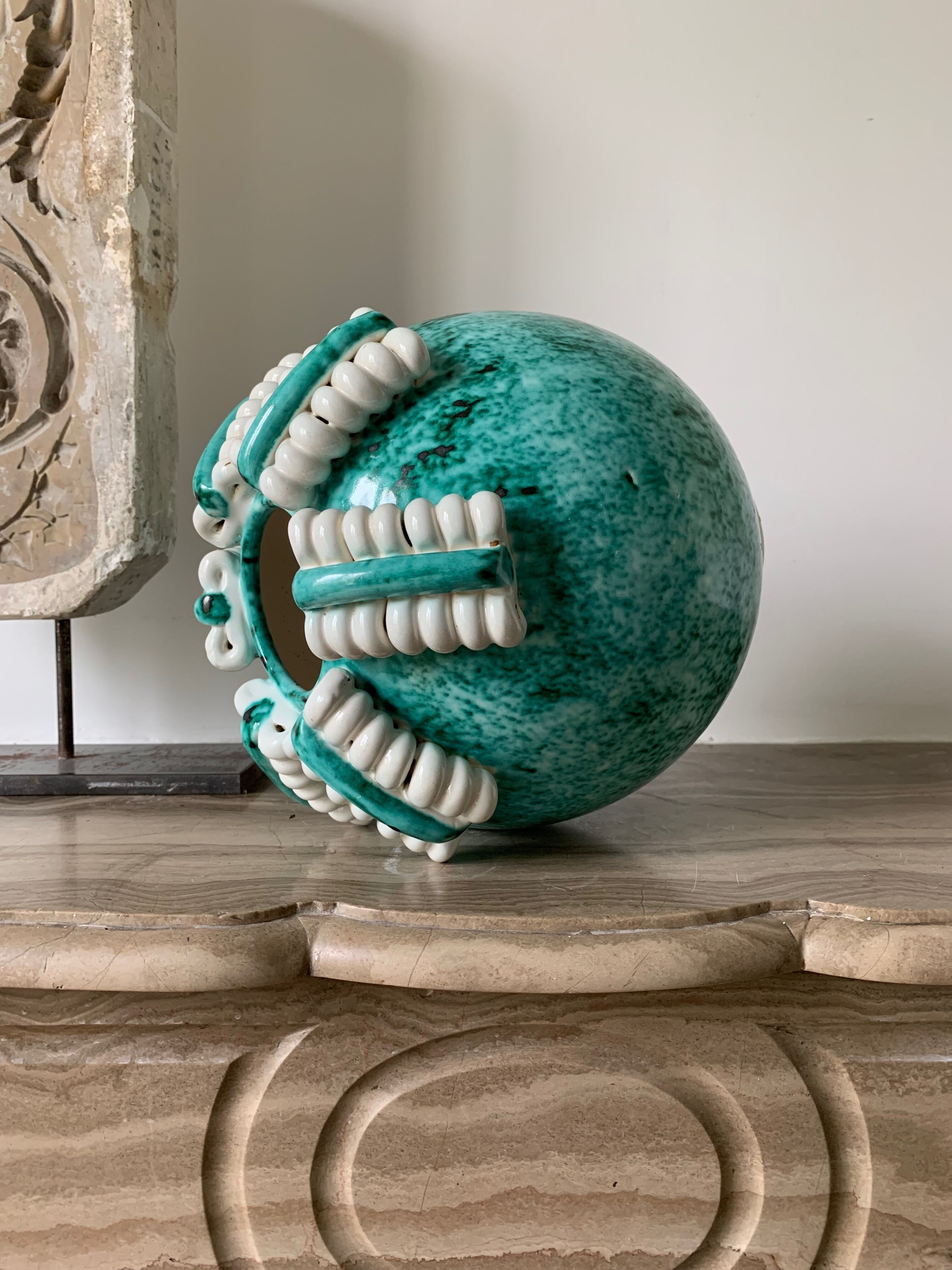 Vase green ball Gustave Asch for Primavera model ball called Sainte Radegonde