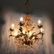 6-light bronze and Bohemian crystal chandelier, early 20th century