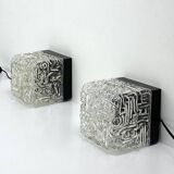 Pair of Vintage Cube Lamps – Textured Glass Wall or Ceiling Lights