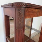 Shelf-Display case-with mirror & glass-Empire style-Walnut stain-1 drawer