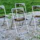 Set of 4 70s design folding chairs in smoked plexiglass and chrome metal
