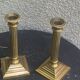 Pair of gilded brass candlesticks, vintage column shape