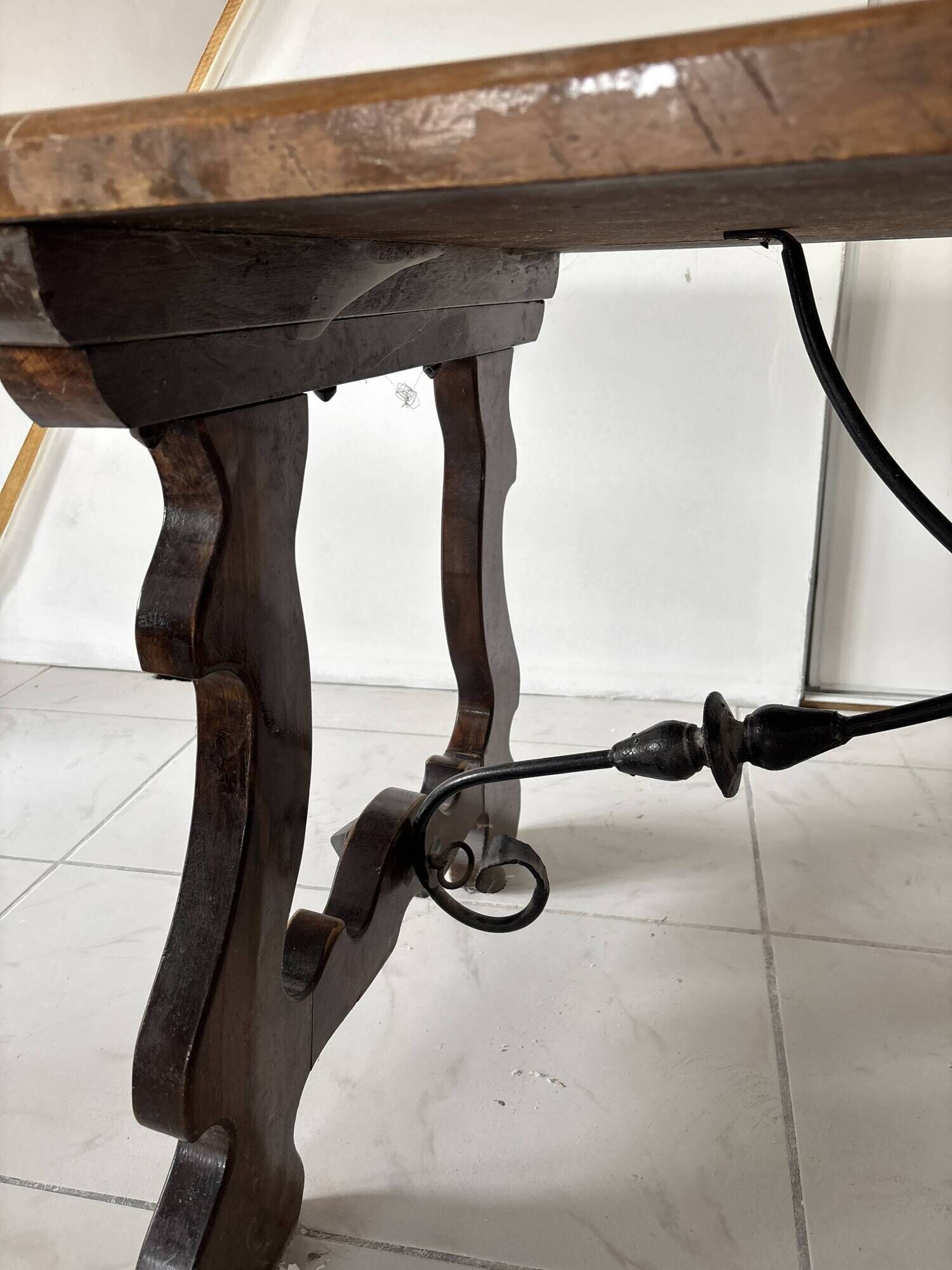 wood and iron table