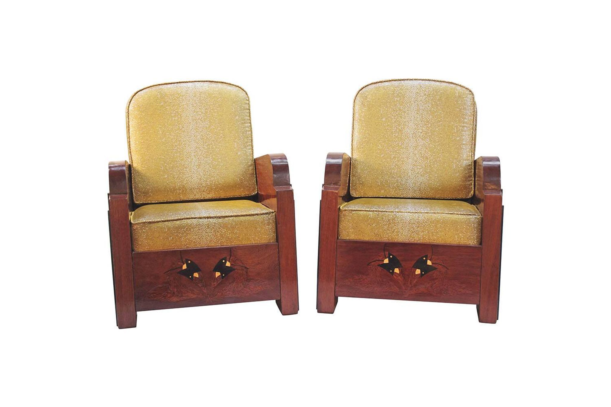 Paire de fauteuils Art Déco garniture style galuchat, circa 1930