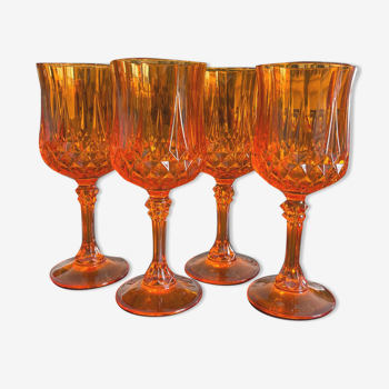 4 verres en cristal orange