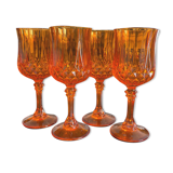 4 orange crystal glasses