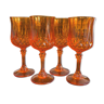 4 orange crystal glasses