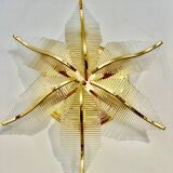 Maison Sciolari glass and gilt wall lamp, Palm model! Italy 1980