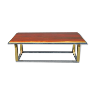 Stainless steel and gold vintage coffee table tray lacquer 1970s