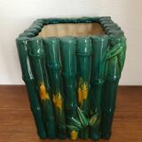 Cache pot barbotine Orchies forme bambou vintage