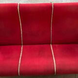 Banquette bois et velours circa 1900