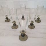 6 small green foot flutes in the Timo Sarpaneva style