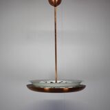 Bauhaus Copper Chandelier UFO by Josef Hurka, Czechoslovakia, 1930s
