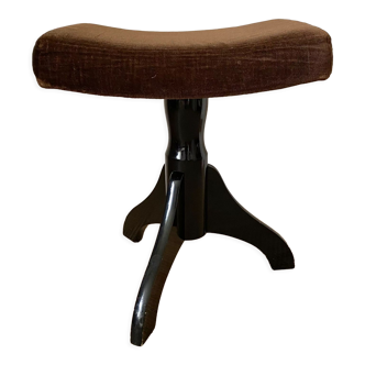 Stool Footrest in velvet and lacquered wood