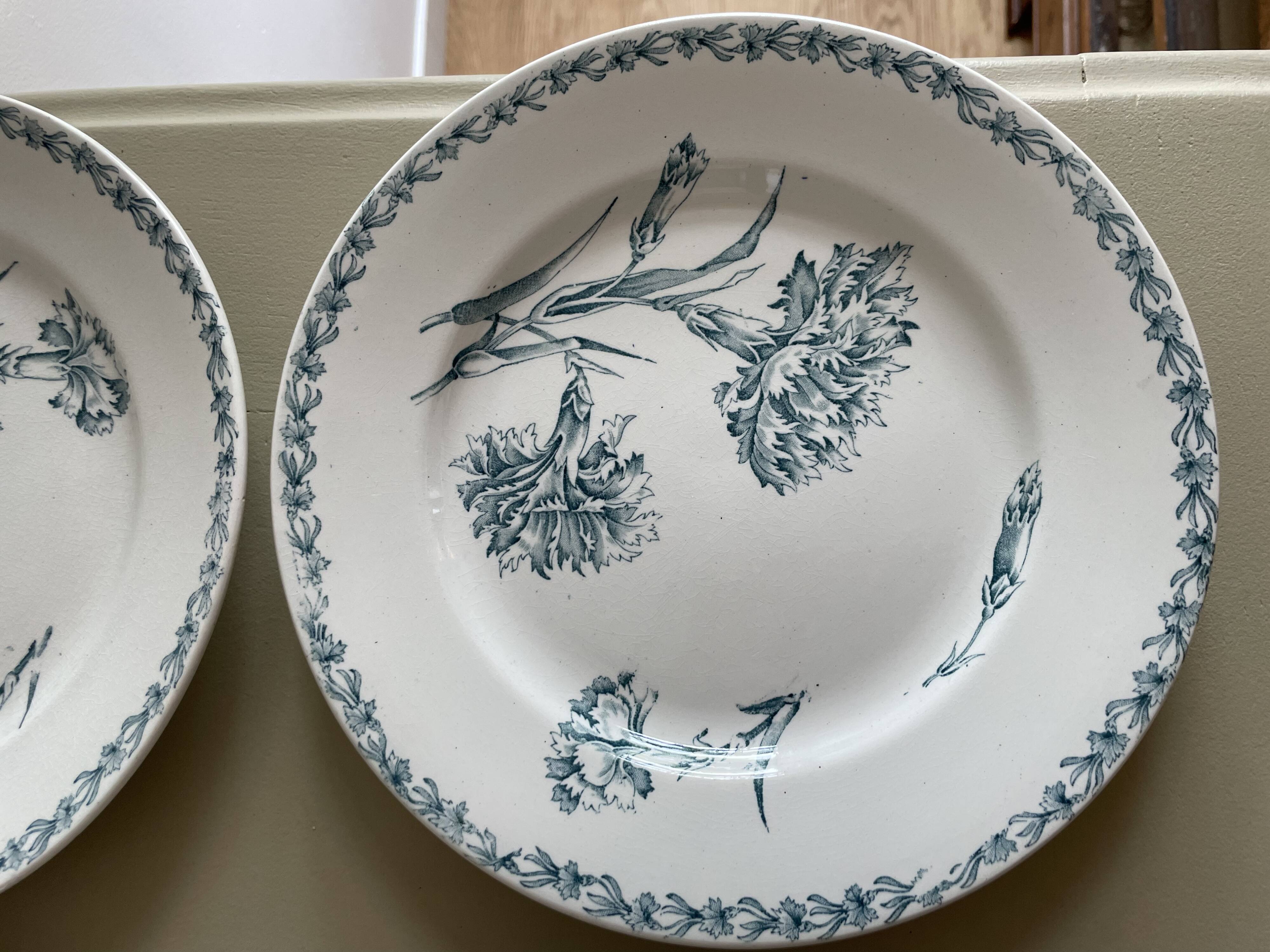 Set of 10 Lunéville ironstone soup plates, Oeillet model