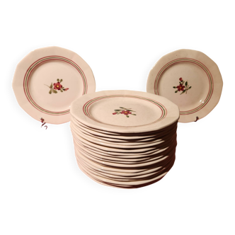 22 flat plates Armelle Sarreguemines hand-painted