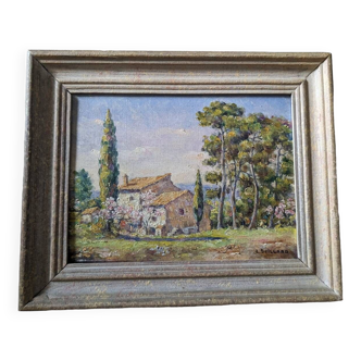 Small board on wood painting signed Seillard