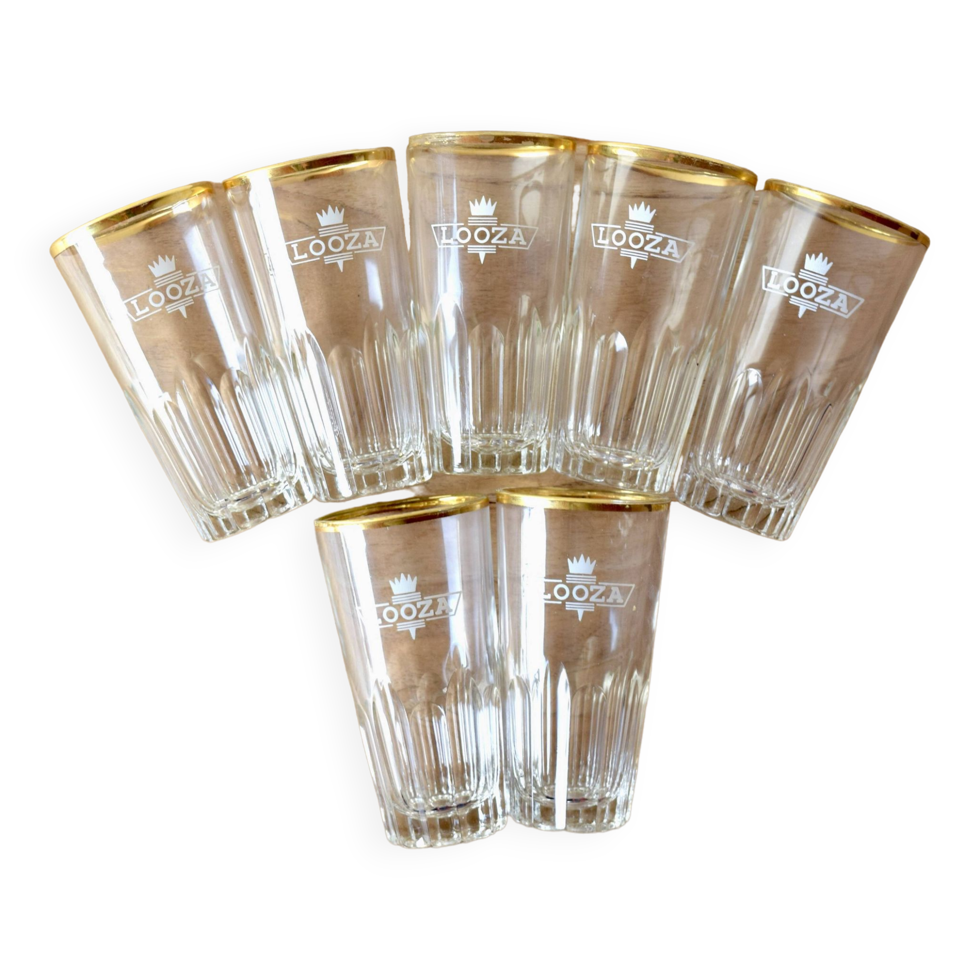 Looza - advertising item - set of 7 vintage fruit juice glasses