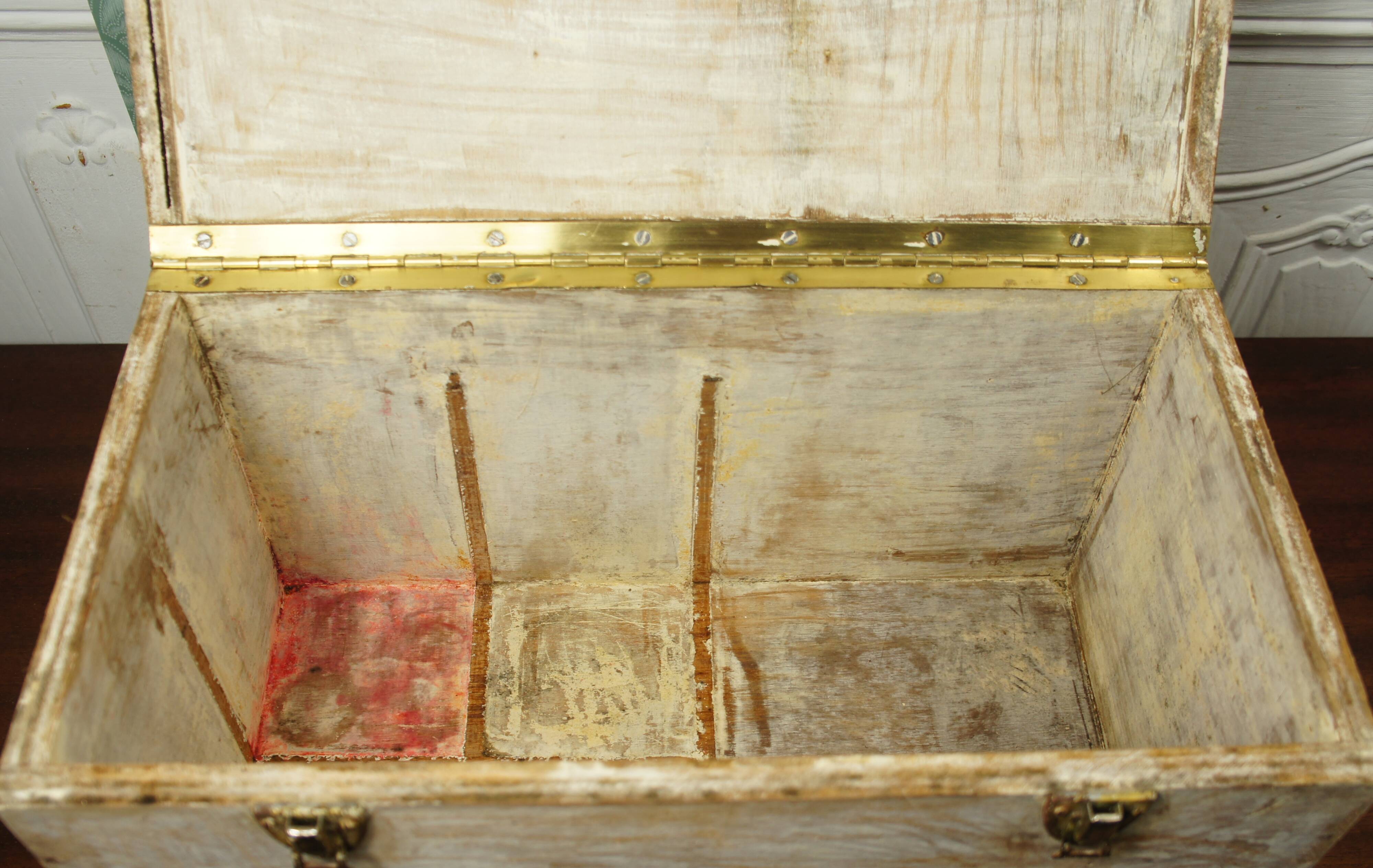 Wooden box & old brass 3 levels