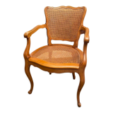 Louis XV style office armchair in solid blond beech