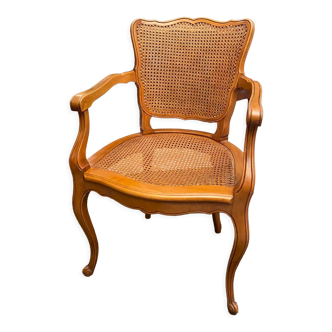 Louis XV style office armchair in solid blond beech