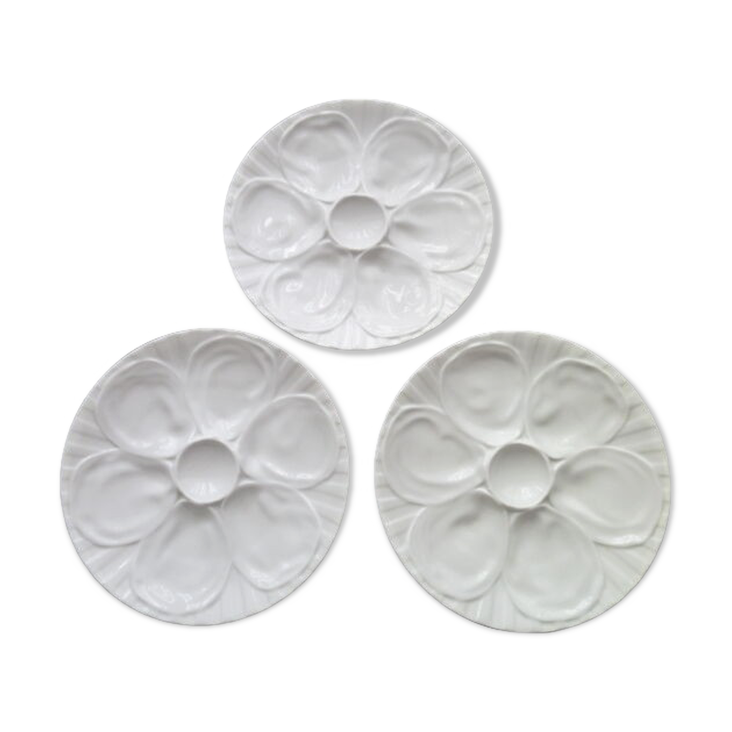 Set of 3 pillivuyt porcelain oyster plates