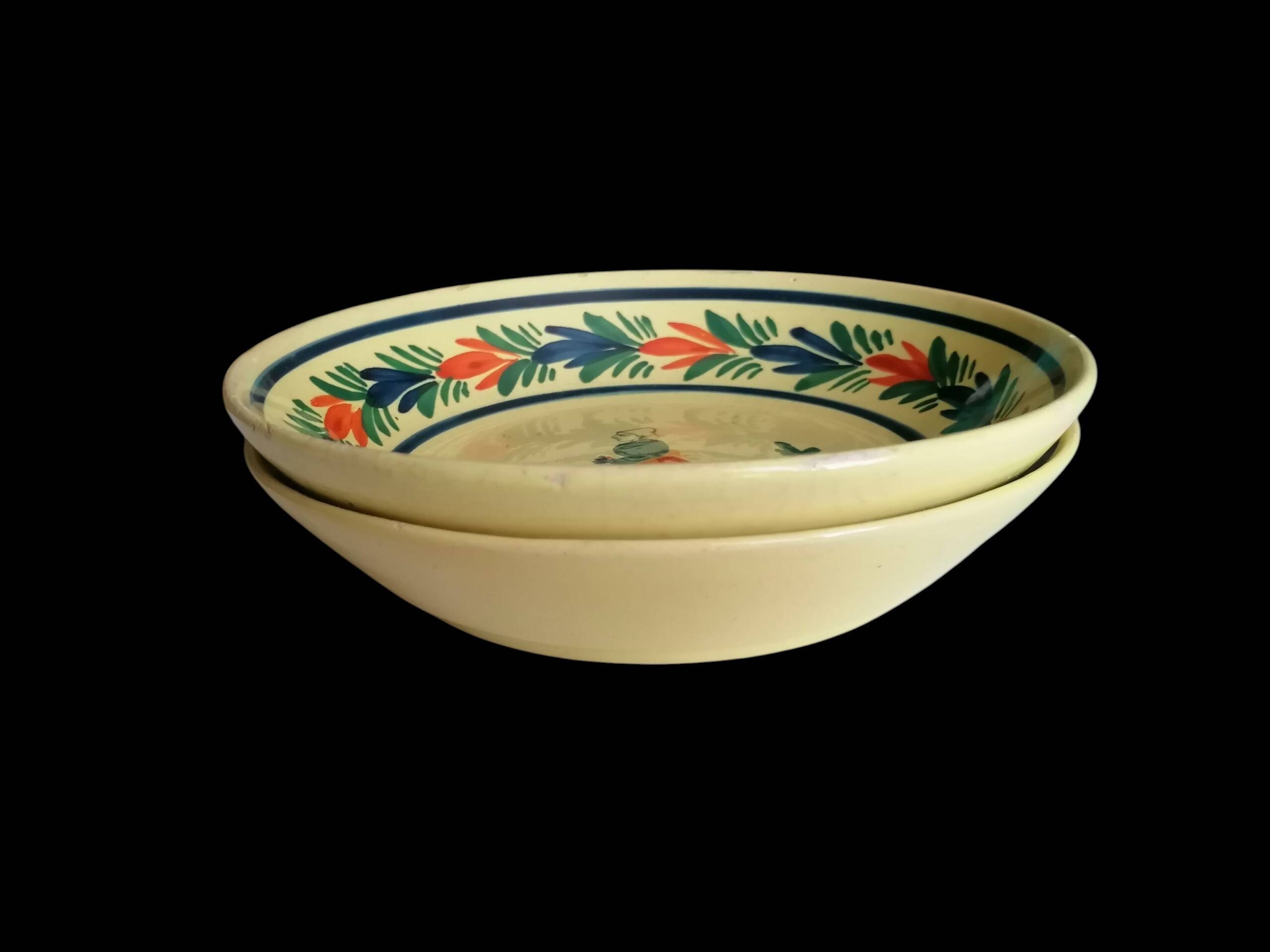 Two plates from the Breton faience HB Quimper.
