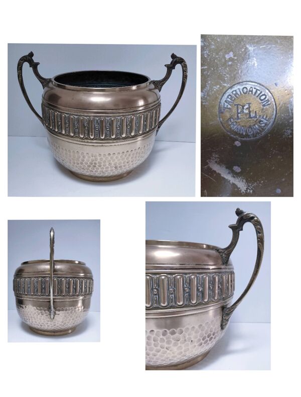 Grand cache-pot art déco laiton estampillé
