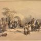 Old lithograph Fountain of the Virgin, Nazareth after David Roberts 20th century