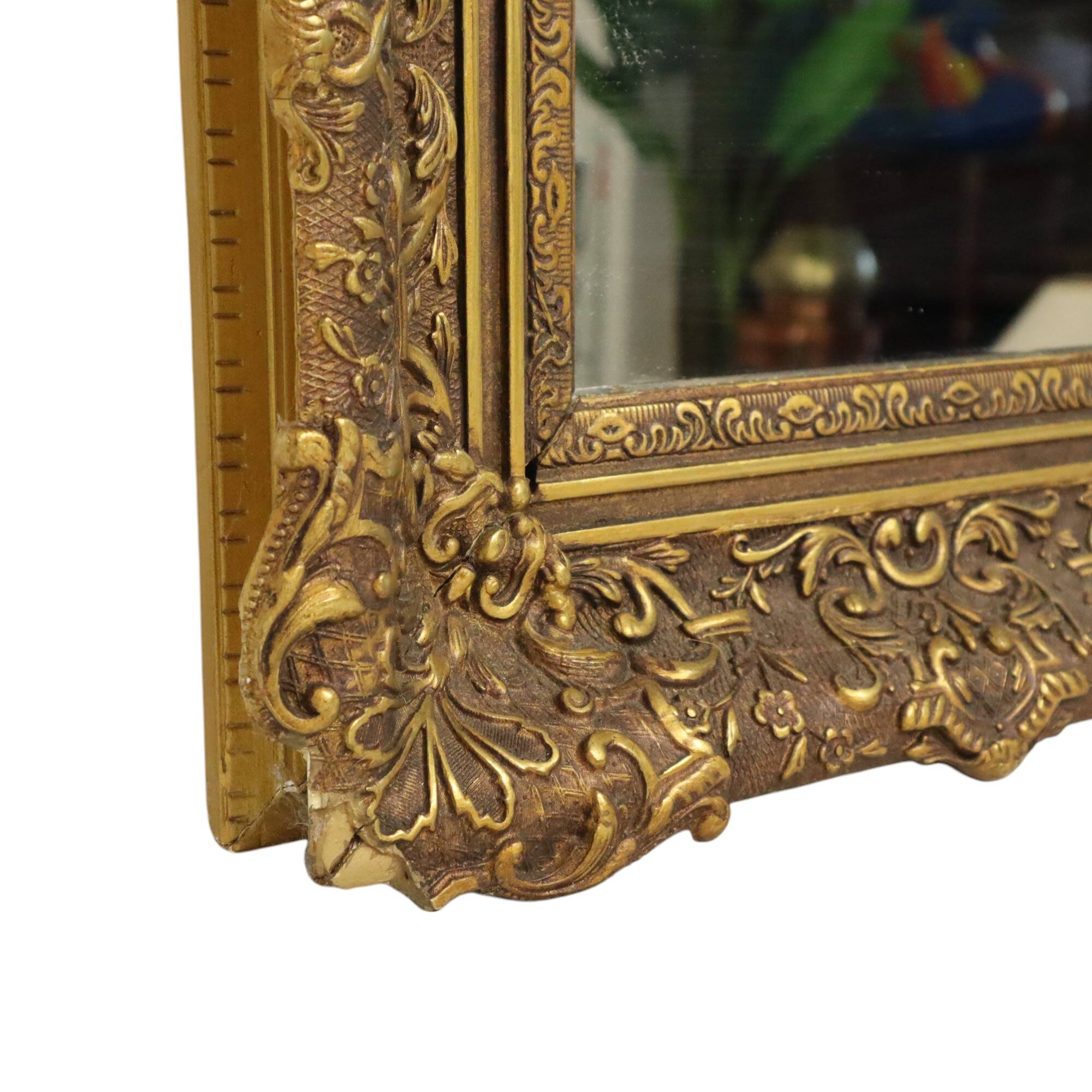 Large Gold Baroque Style Mirror Gilded Frame Acanthus Flowers 110cm