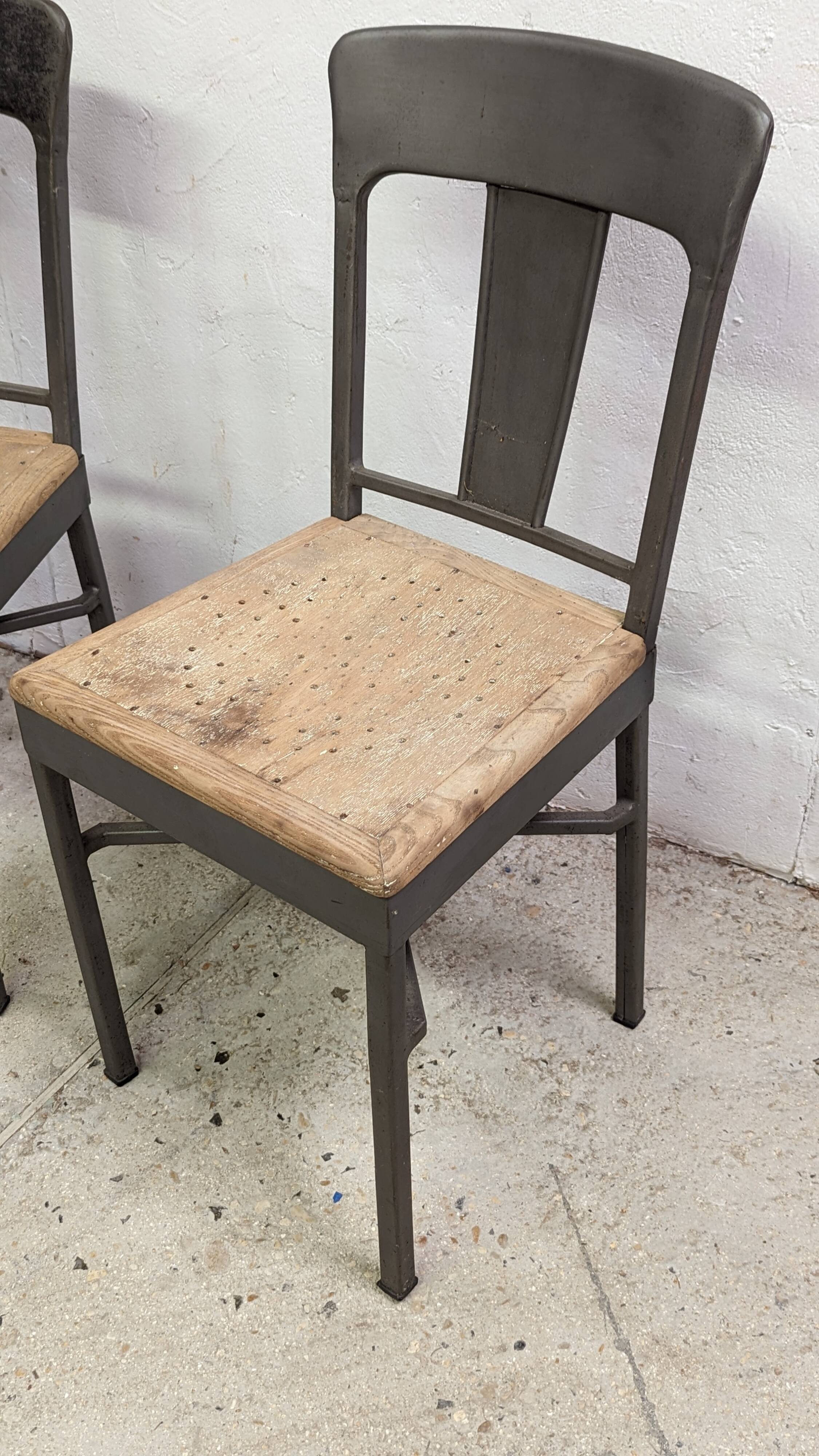 Pair of industrial workshop chairs, vintage design, 50s and 60s