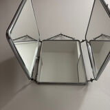 Bevelled triptych barber mirror from the 1950s.