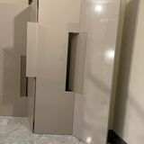 Beige, taupe screen in lacquered wood
