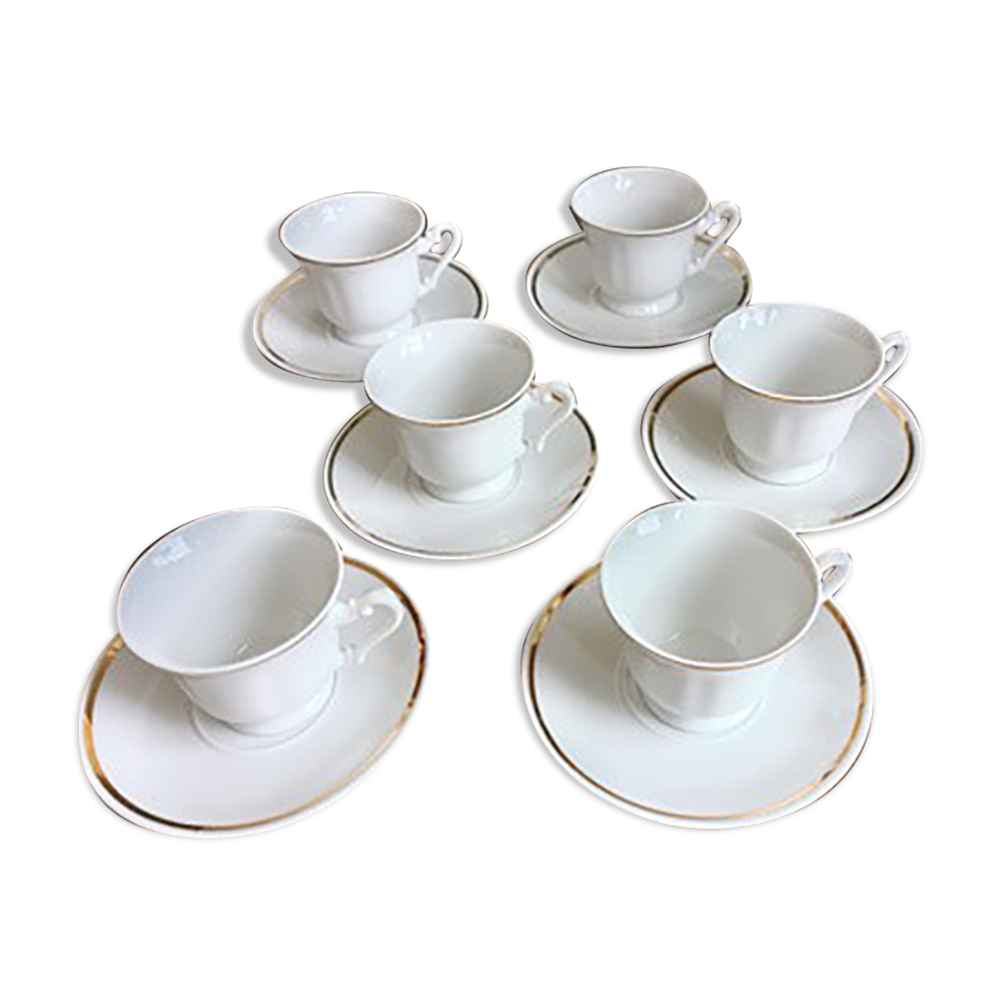 6 Yugoslav porcelain coffee cups - FP Zaječar - white and gilding